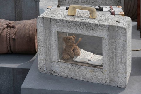 Detail of the memorial for deported Jews during the Nazi era at the DenkOrt Deportationen, 1941 to