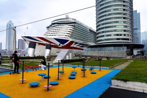 Cruise ship Iona of the British shipping company P&O Cruises, moored at the pier of Cruise Terminal