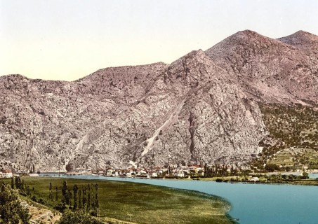 Almissa, today Omis, general view, Dalmatia, Austro-Hungary, digitally restored reproduction from a