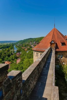 Hohentübingen Palace, view over Tübingen, Neckar, river, Museum of the University of Tübingen MUT,