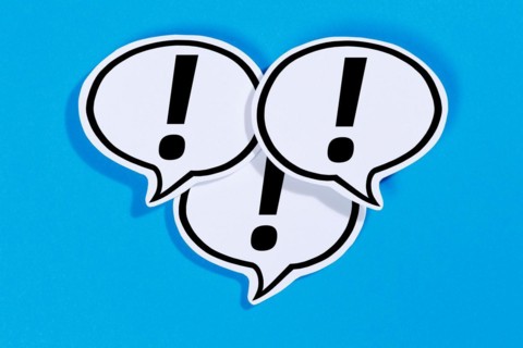 Exclamation mark Attention Symbol Caution Important Danger in speech bubbles Information