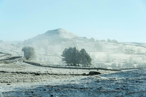Aubrac plateau in winter. Lozere departement. Occitanie. France