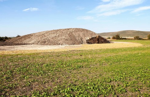 Modern-day neolithic style long Barrow burial chamber for storing cremation urns All Cannings, near