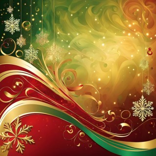 Abstract wallpaper illustration of Christmas symbols for gift cards, swirling shapes and lines, in