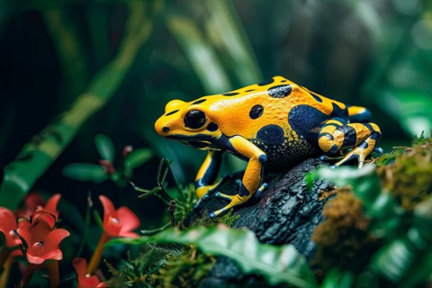 Yellow poison dart frog, AI generated