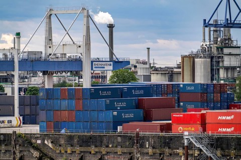 Container terminal in the Rhine port of Krefeld, inland port, 4th largest public port in North