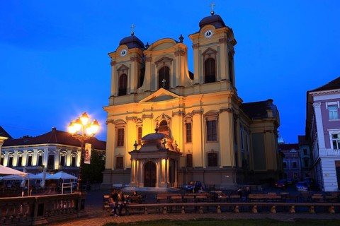 Banat, Timisoara, Timisoara, Old Town, Catholic Cathedral at Piata Unirii, Unification Square,