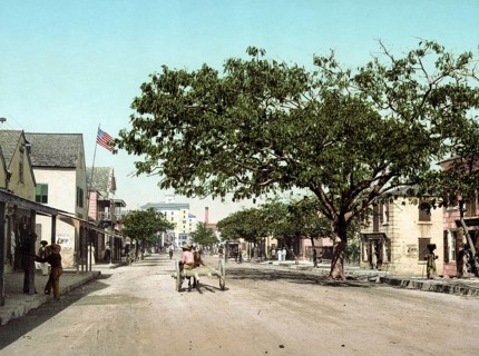 Bay Street, Nassau, Bahama Islands, digitally restored reproduction from a 19th century original,