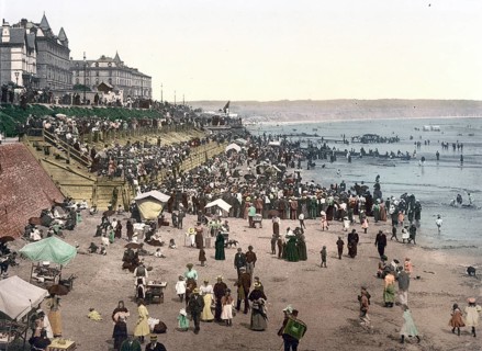 Bridlington, children's corner, Yorkshire, England, digitally restored reproduction from a 19th