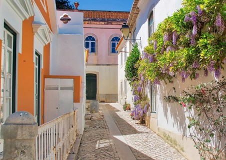 Scenic Cascais streets in historic city center