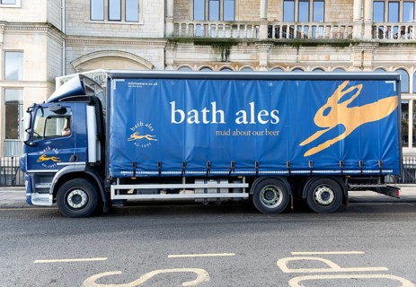Heavy Good Vehicle HGV lorry truck for Bath Ales brewery, Bath, Somerset, England, UK