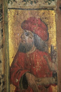 Elijah medieval rood screen paintings, St Andrew church, Westhall, Suffolk, England, UK