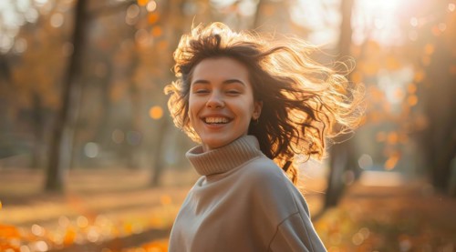 A woman runner running and jogging in a park. Active lifestyle, training for endurance, AI