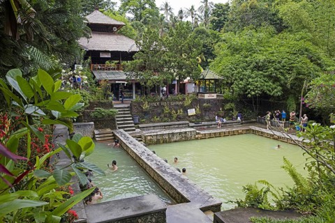 Tourists bathing in the Banjar Hot Springs, Air Panas, Dencarik west of Lovina in North Bali,
