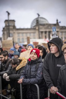 150, 000 people gather around the Bundestag in Berlin to build a human wall against the shift to