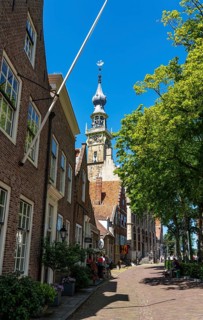 The town of Veere, province of Zeeland, the old town hall, market square, cafés and shops, old town