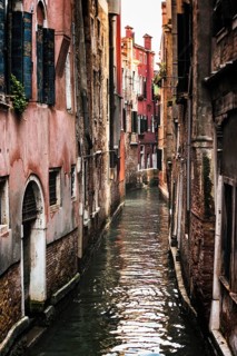 Waterway with alley in the old town, old building, city trip, holiday, travel, tourism, lagoon