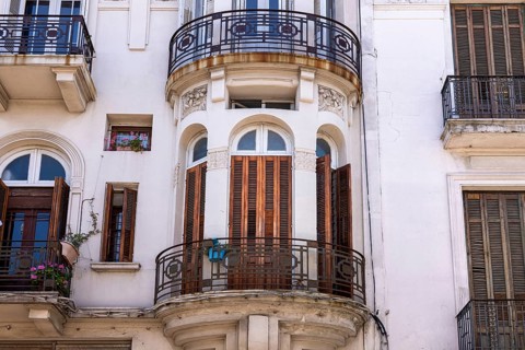Uruguay, Montevideo streets and architecture in historic city center famous tourist attraction,