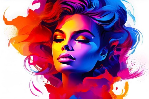 AI generated abstract portrait in vector art foundation watercolor textures with overlapping