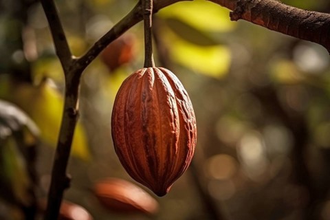 Cocoa bean on tree. KI generiert, generiert AI generated