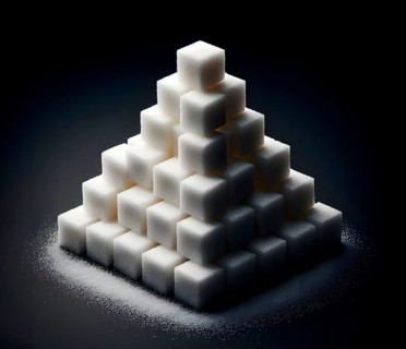 A pyramid made of sugar cubes, symbolic image of disease, obesity, diabetes, AI generated, AI