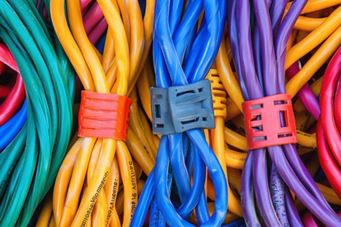 Data cable, power cable in different colours, format-filling, AI generated, AI generated, AI