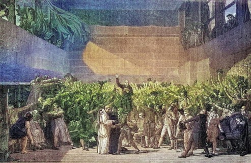 Oath on the tennis court of the Jeu de Paume, 20 June 1789, France, Historical, digitally restored