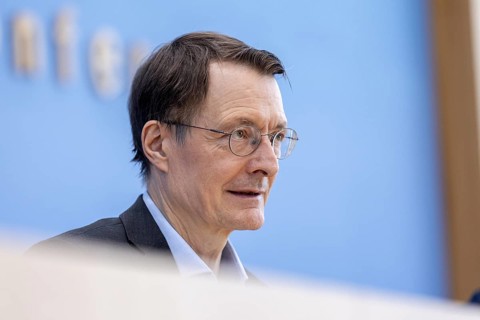 Karl Lauterbach (SPD), Federal Minister of Health, recorded during the press conference on the