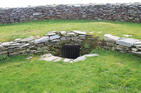 Knockdrum Iron Age stone fort, souterrain entrance, near Castletownshend, County Cork, Ireland,