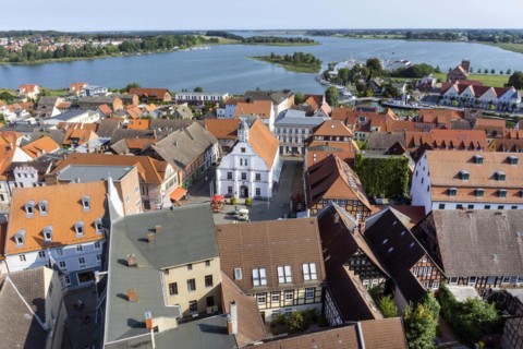 Old town of Wolgast with the town hall on the market square, 12/09/2016