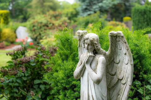 Cemetery, old gravestone, angel figure, North Rhine-Westphalia, Germany, Europe