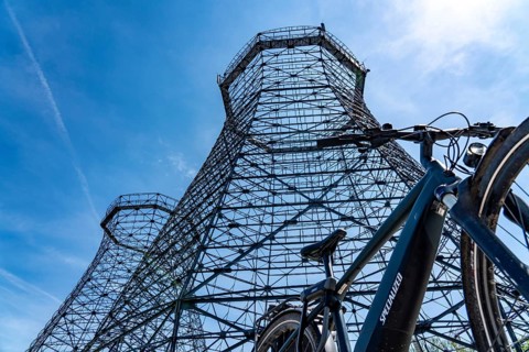Cycling in the Ruhr area, at the Zollverein Coal Mine Industrial Complex World Heritage Site,