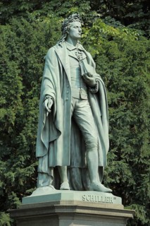 Monument to Friedrich Schiller, sculpture, inscription, Taunusanlage, city centre, Main, Frankfurt,