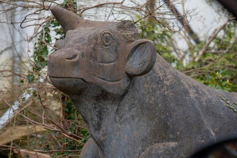 Sculpture of an ox, Siegen, North Rhine-Westphalia, Germany, Europe
