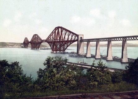 The Forth Bridge, Scotland, c. 1890, Historic, digitally restored reproduction from a 19th century