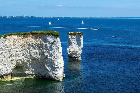 White Cliffs of Old Harry Rocks Jurassic Coast, Dorset Coast, Poole, England, United Kingdom,