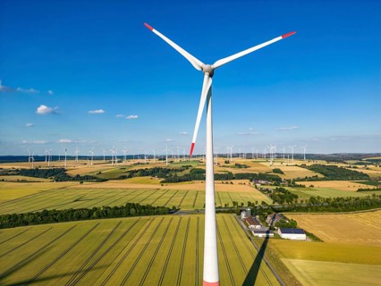 Wind farm near the East Westphalian town of Energiestadt Lichtenau, south of Paderborn, North