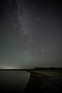 Night shot, Milky Way at Lake Issyk Kul, Kyrgyzstan, Asia