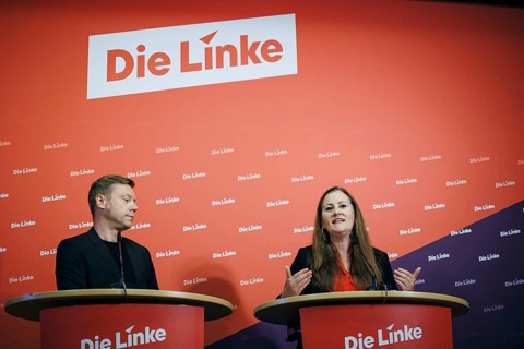 Janine Wissler, Chairwoman of the Left Party, and Martin Schirdewan, Chairman of the Left Party, at