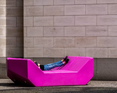 Plastic furniture in pink in front of the German Historical Museum, Berlin, Germany, Europe
