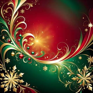 Abstract wallpaper illustration of Christmas symbols for gift cards, swirling shapes and lines, in