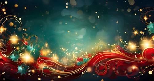 Abstract wallpaper illustration of Christmas symbols for gift cards, swirling shapes and lines, in
