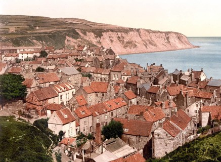Robin Hood Bay. Whitby, a small town in the English Unitary Authority of North Yorkshire, c. 1890,