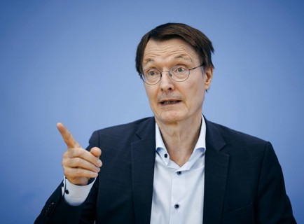 Karl Lauterbach (SPD), Federal Minister of Health, recorded during a press conference on the