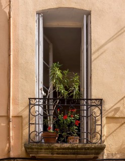 Floor-to-ceiling window with French balcony, aix-en-provence, provence-alpes-cote d'azur, france