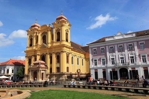 Banat, Timisoara, Timisoara, Old Town, Catholic Cathedral at Piata Unirii, Unification Square,