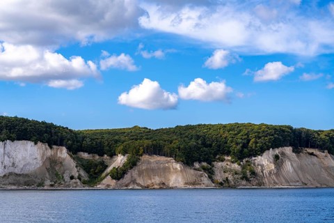The chalk cliffs of Rügen, cliffs of the Stubbenkammer, in the Jasmund National Park, view of the
