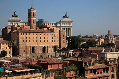 View from Monte Palatino, Palatine Hill, of the historic centre of Rome, Italy, Europe