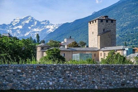 View of historic former prison until 1984 prison prison complex with historic Balvi tower prison