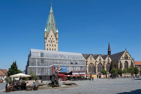 Diocesan Museum and High Cathedral on the market square, Paderborn, Westphalia, North